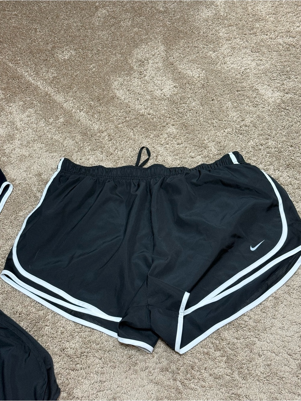 Nike Black Women's Athletic Shorts with White Piping